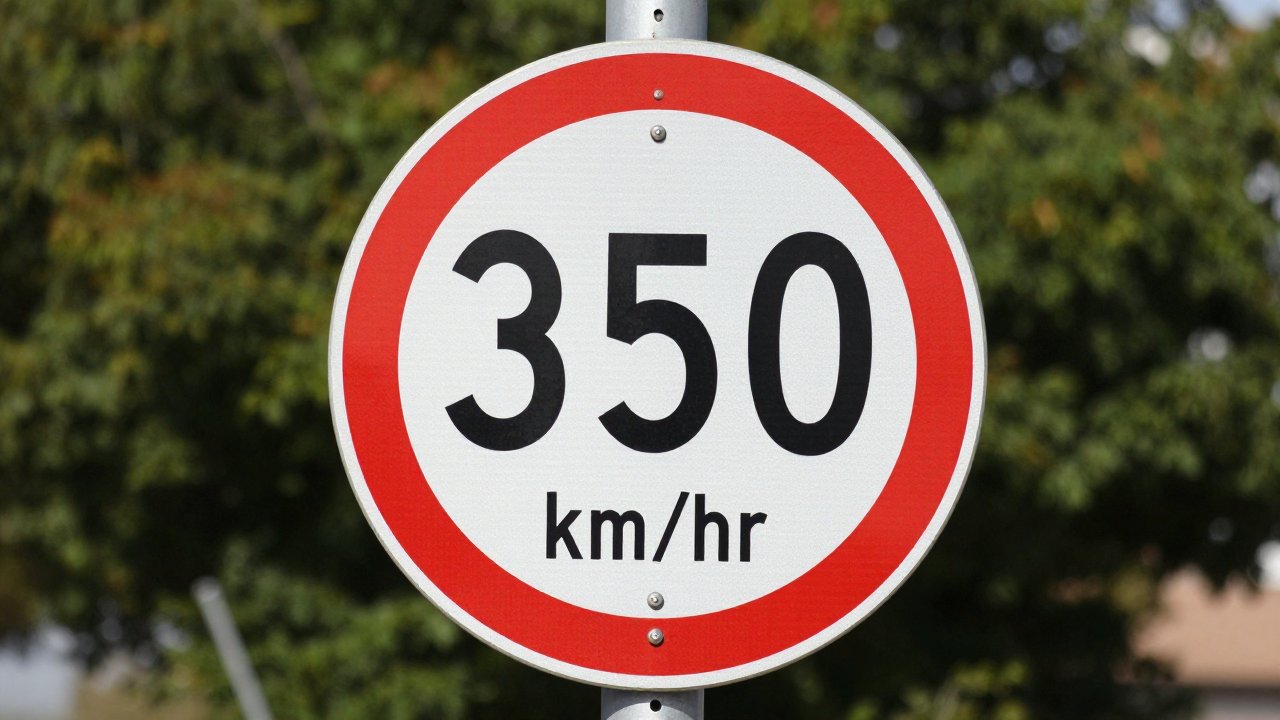 A 350 km/hr speed limit sign